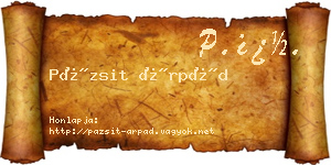 Pázsit Árpád névjegykártya